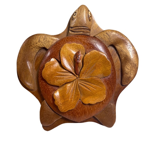 aloha wood art turtle puzzle Trinket Jewelry Box Design In Hawaii By Paul Le - Picture 3 of 16